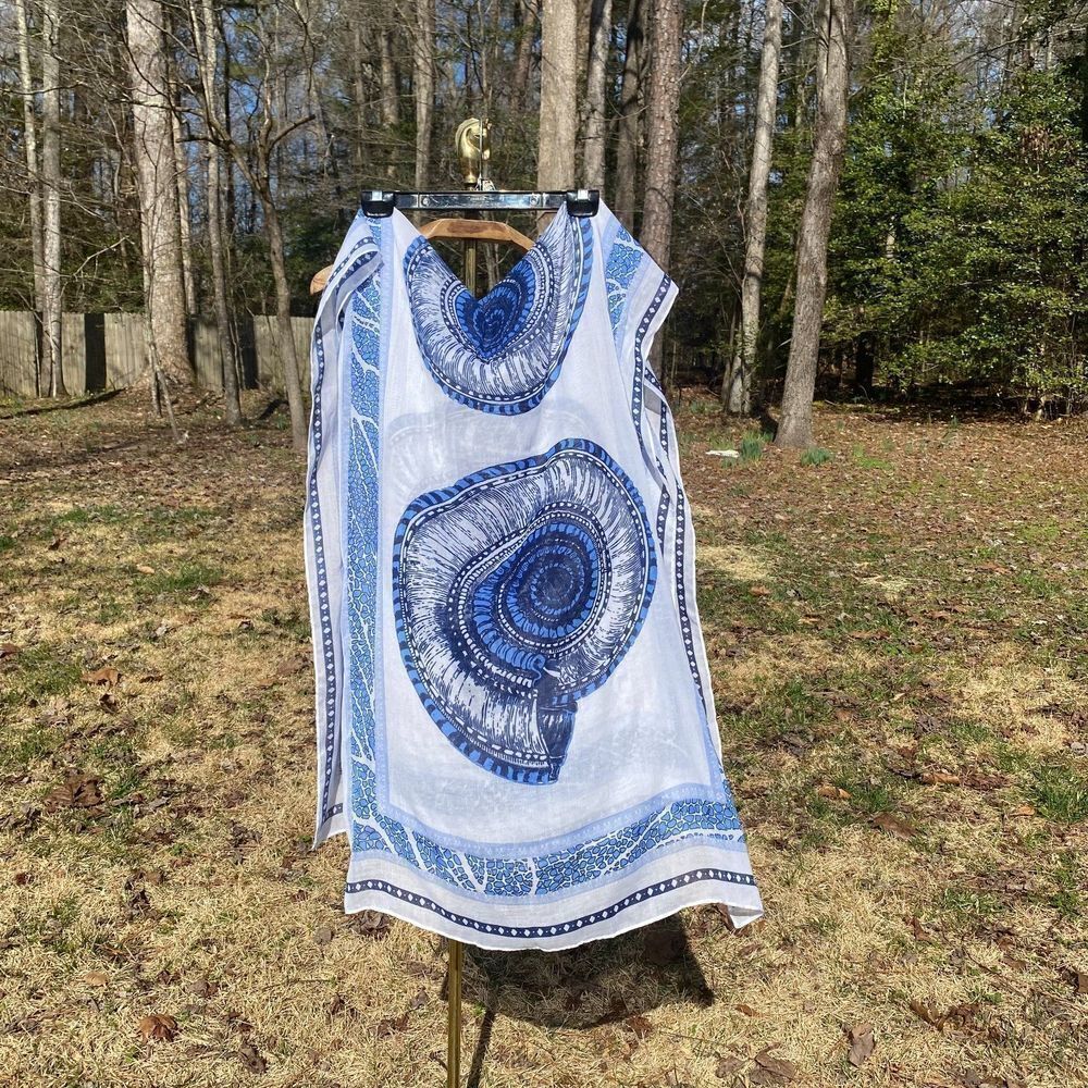 Mudpie Blue Nautilus Seashell Coral Summer Blanket Scarf